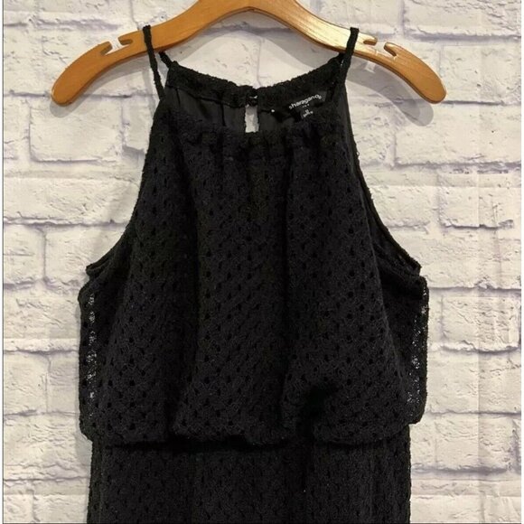 Sharagano Black Embroidered Lace Stretch Halter Long Maxi Dress - Picture 3 of 6